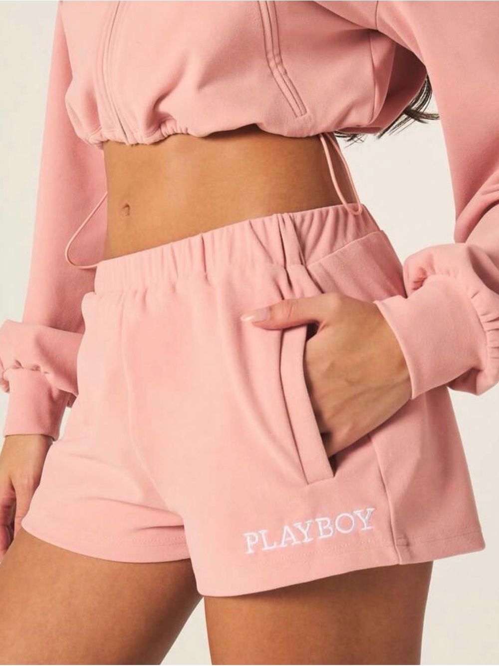 PLAYBOY Pink Elastic Waist Athletic Shorts